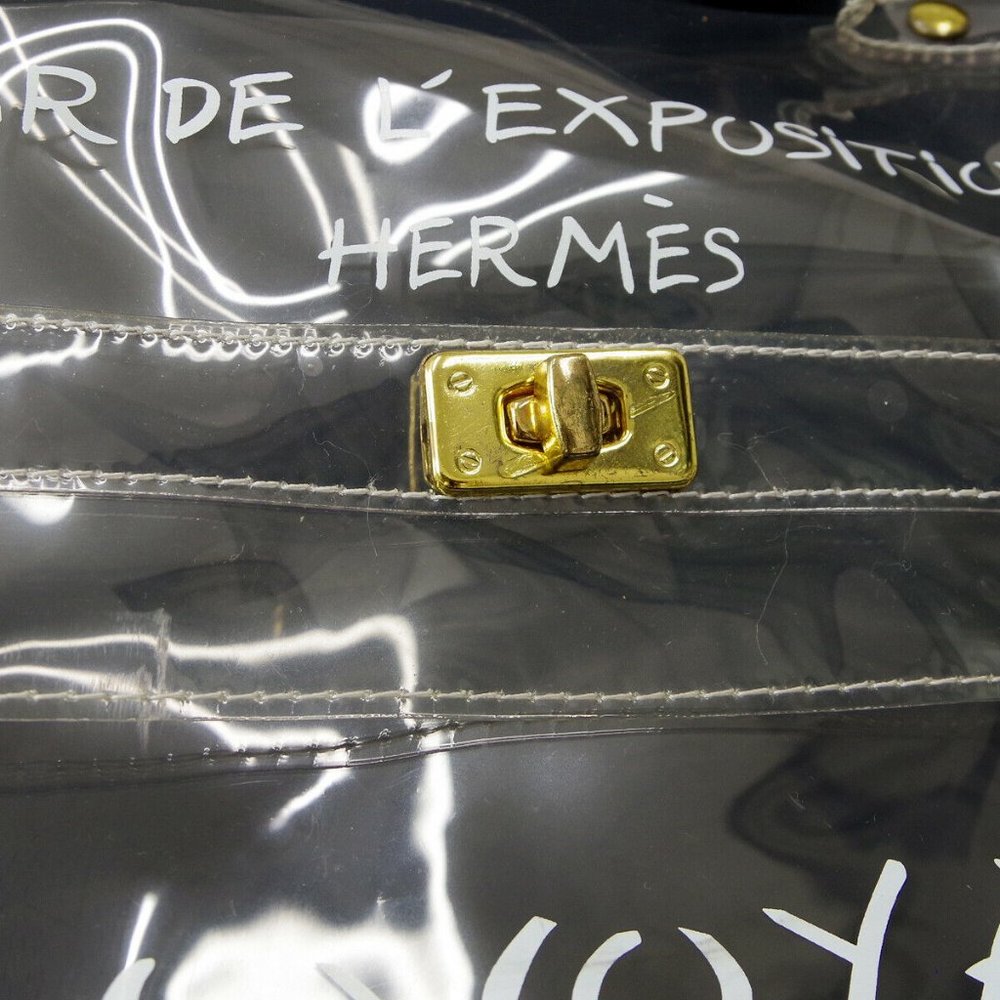 HERMES Vinyl Kelly Beach Hand Bag Purse SOUVENIR D - Picture 5 of 12